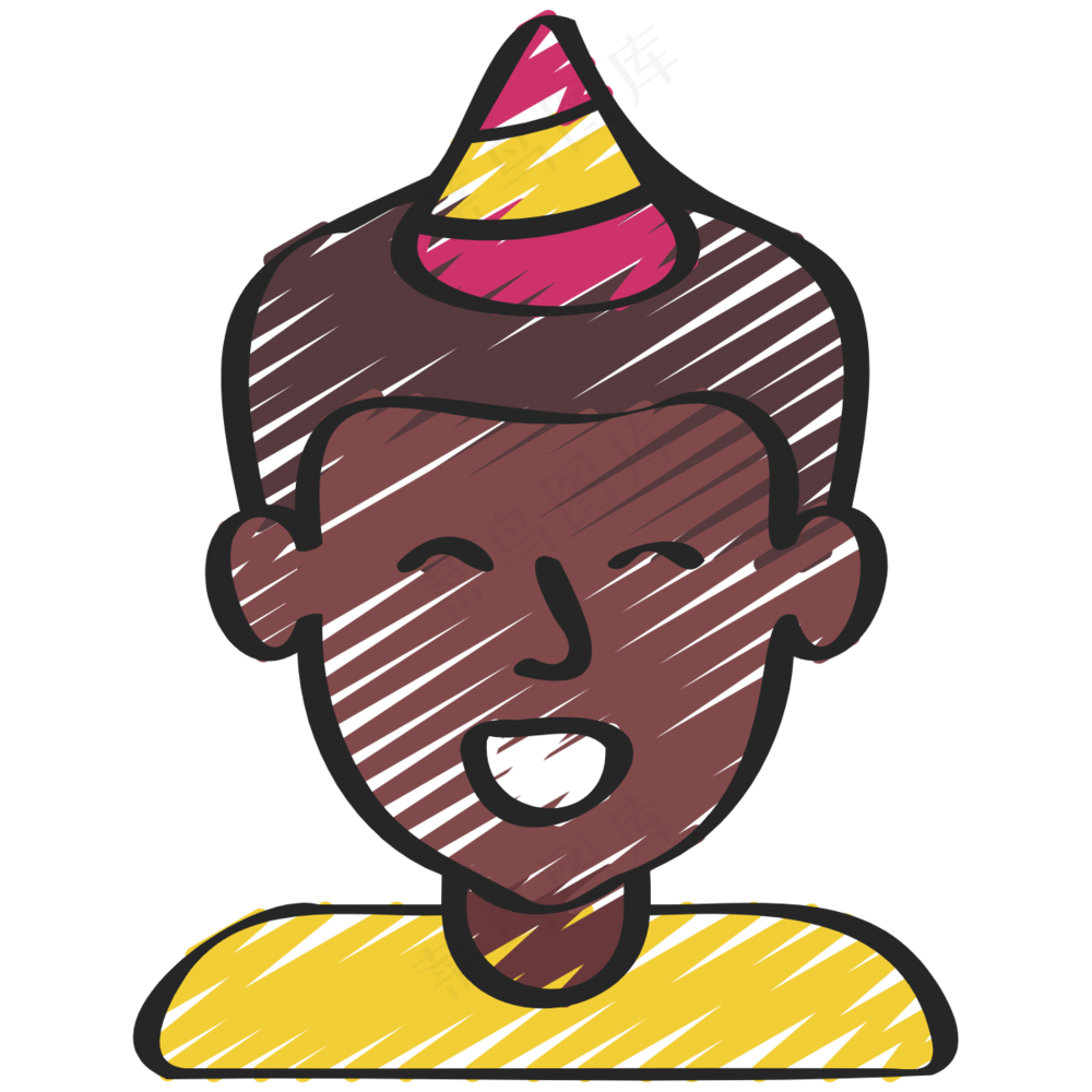 可爱男生过生日 铅笔手绘图标icon