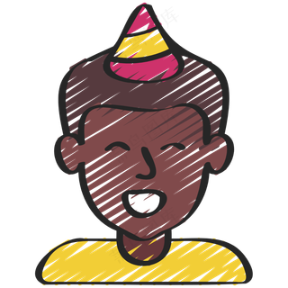 可爱男生过生日 铅笔手绘图标icon