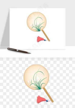 古风扇子元素png免抠