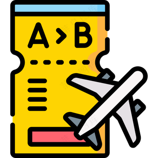 联程机票 飞机 线性彩色图标