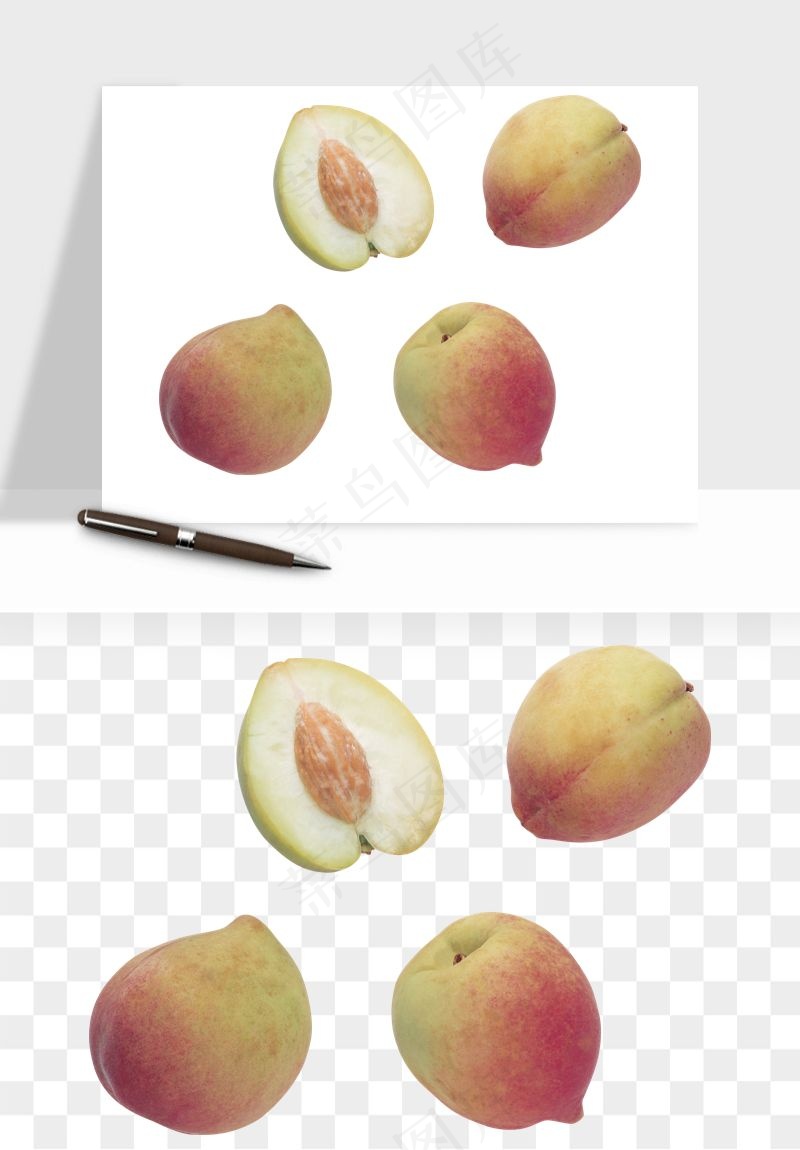 桃子油桃黄桃水果png免抠
