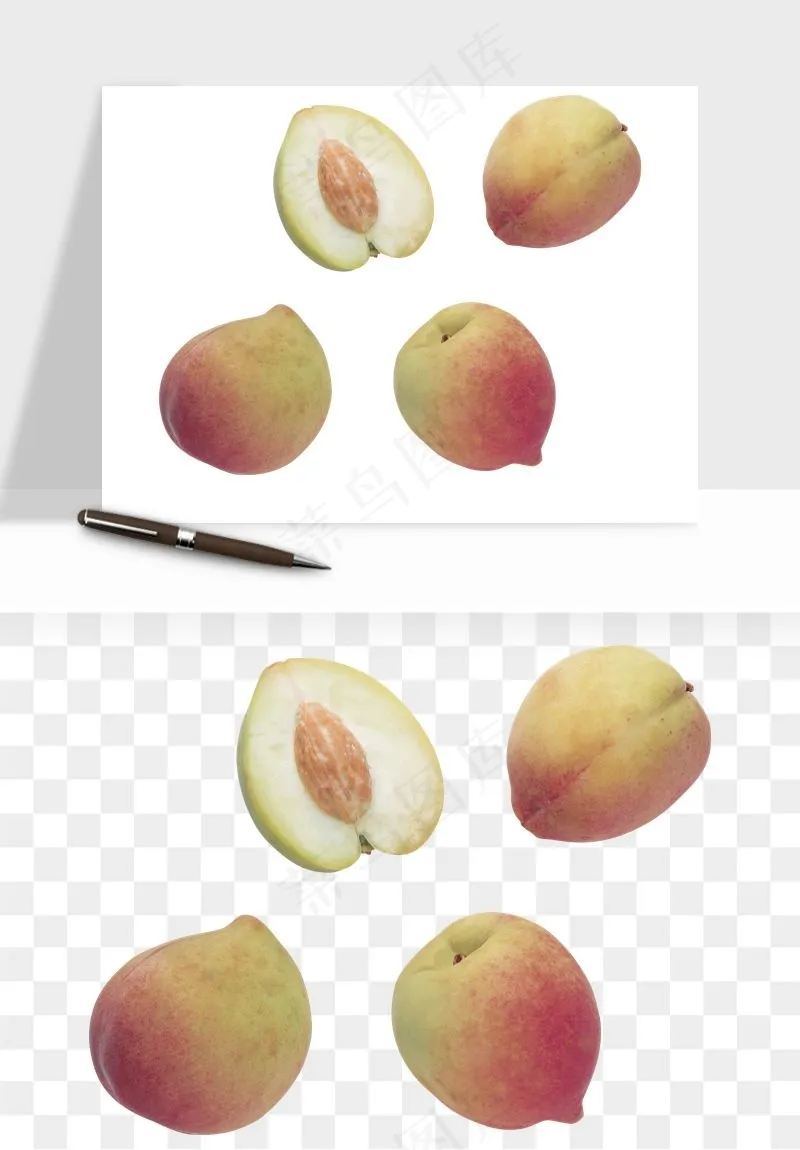 桃子油桃黄桃水果png免抠