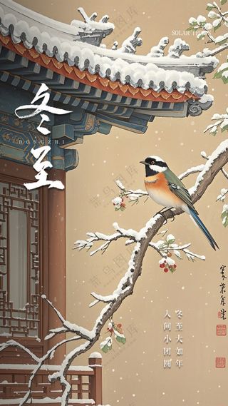 冬至大气节日唯美节气简约海报