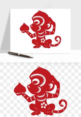 十二生肖剪纸中式纹样图案png免抠