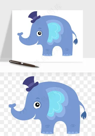 手绘大象小象png免抠