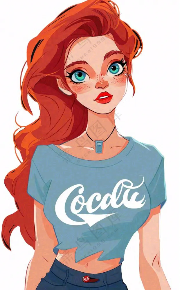 美式少女潮流精致美丽人物卡通插画免抠