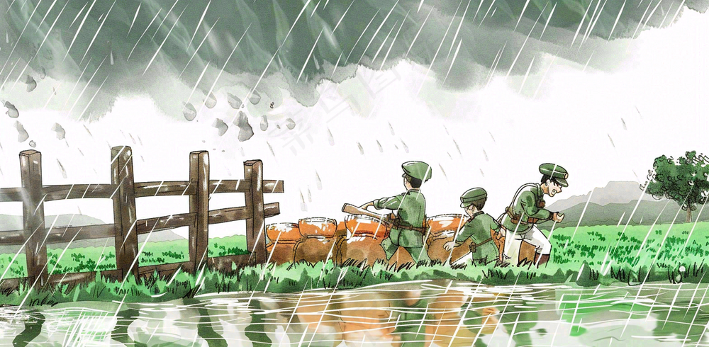 洪水自然灾害防洪预警摄影图