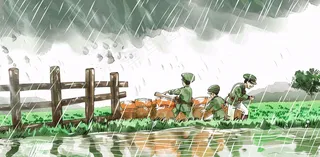 洪水自然灾害防洪预警摄影图