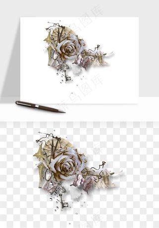 复古花卉相框欧式png免抠