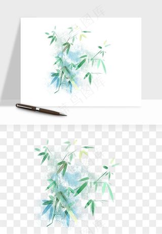 手绘竹子竹叶png免抠