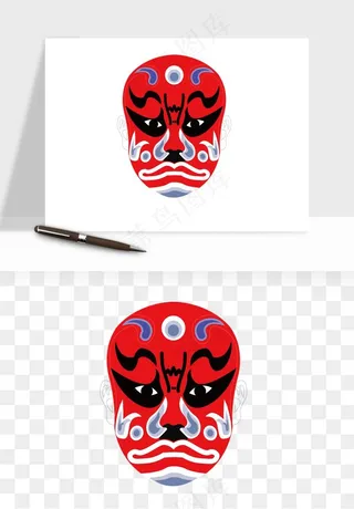 手绘戏剧脸谱卡通面具png免抠