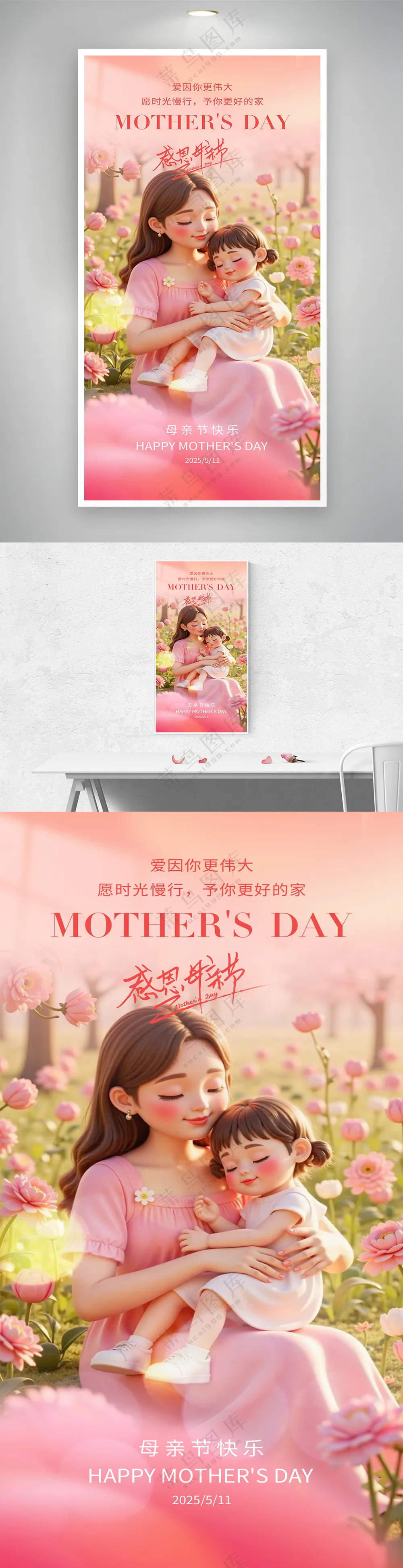 感恩母亲节母爱伟大妈妈节日海报