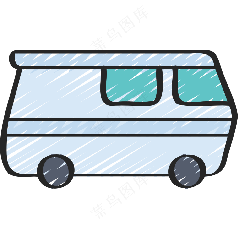 白色露营车 铅笔手绘图标icon