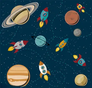 矢量太空元素卡通宇航员AI