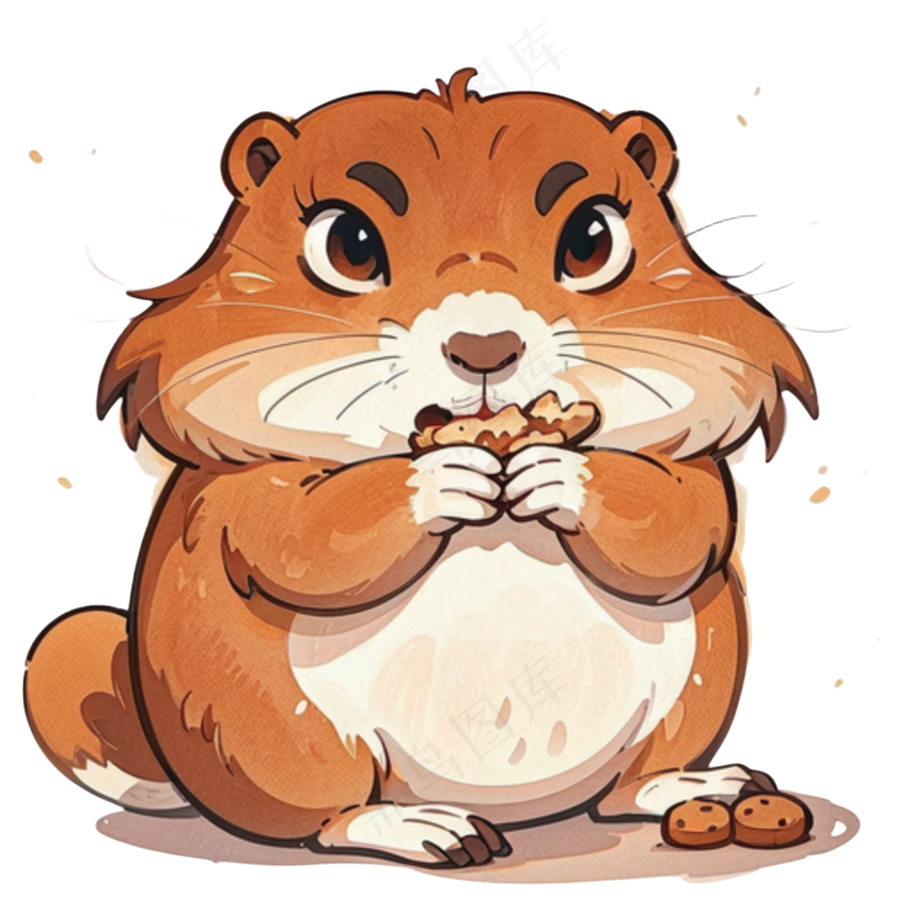 可爱土黄色卡通贪吃鼠鼠免抠图