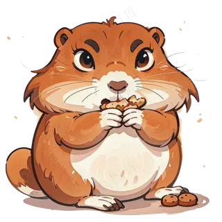 可爱土黄色卡通贪吃鼠鼠免抠图