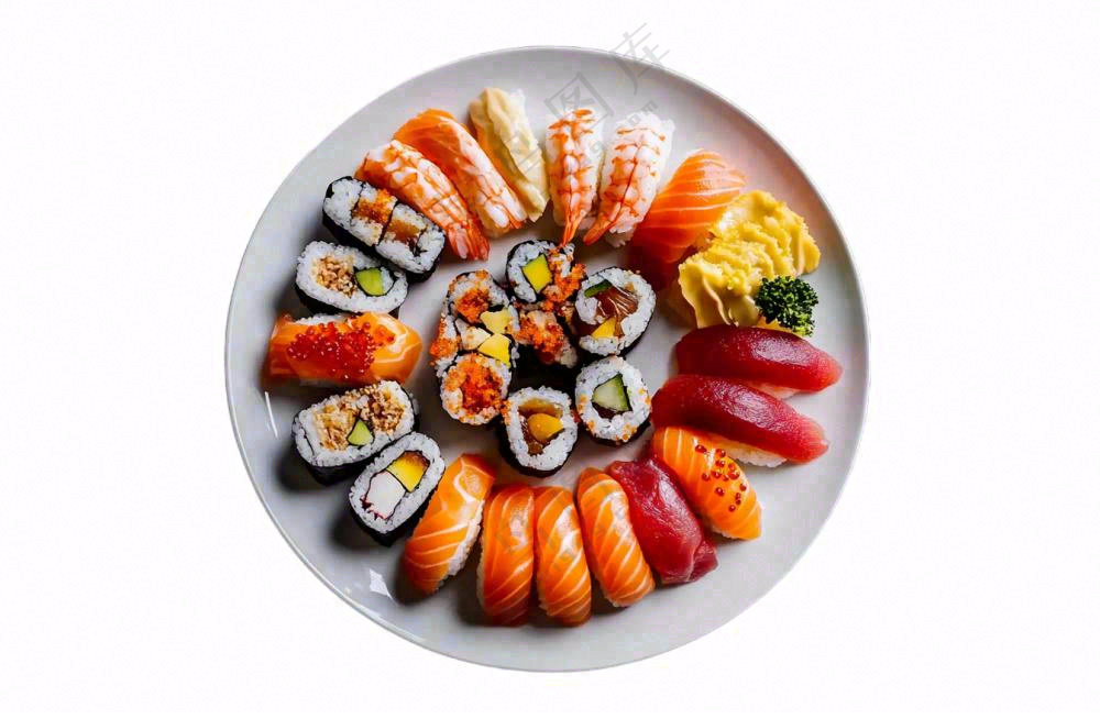 寿司三文鱼食物摄影图免抠