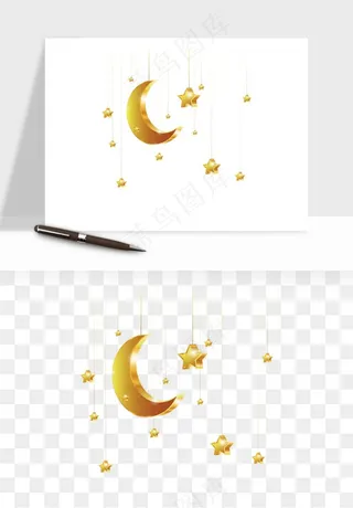 卡通星星月亮挂饰吊坠png免抠