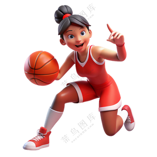 人物3D打篮球女孩