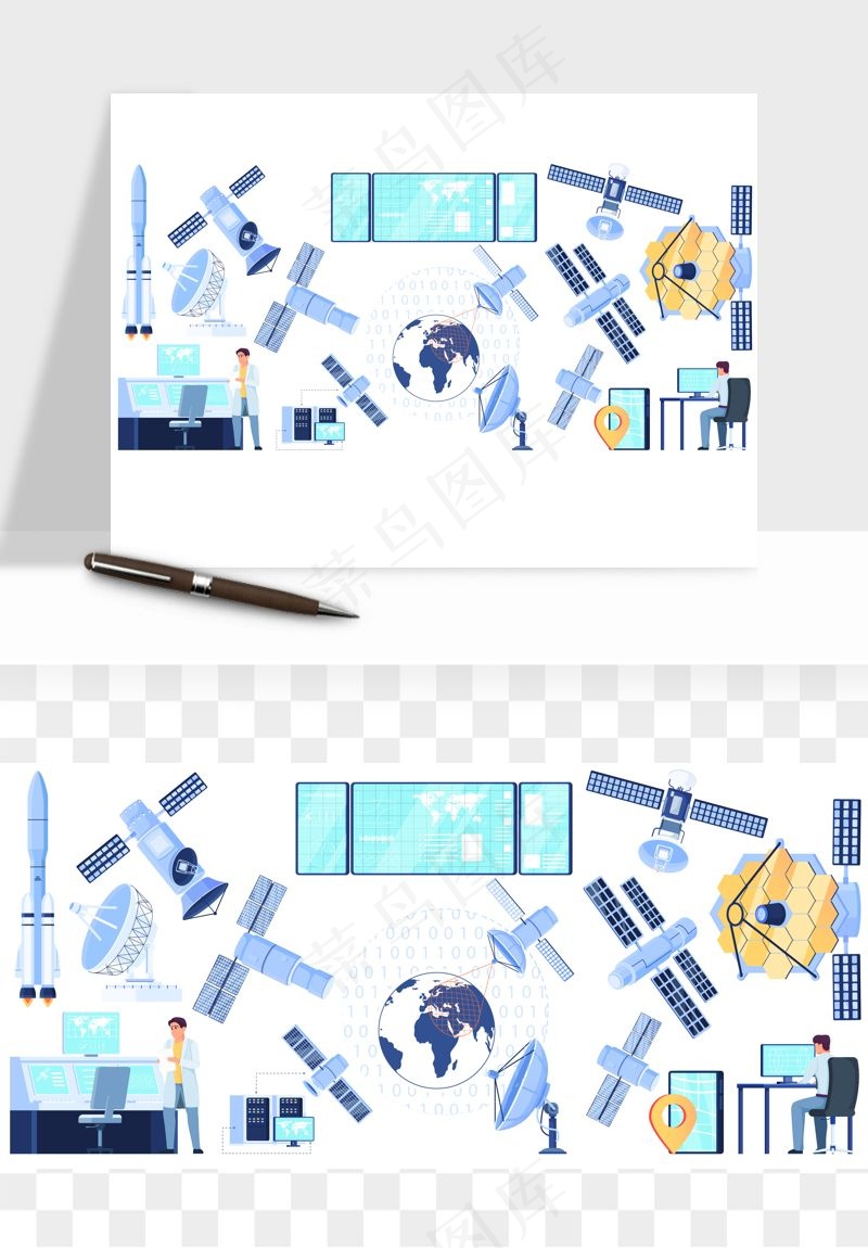 手绘卫星导航矢量png免抠图