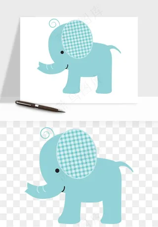 手绘大象小象png免抠