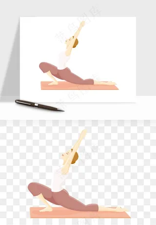 卡通瑜伽瘦身拉伸png免抠
