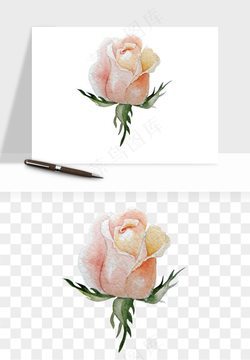 水彩复古花卉png免抠