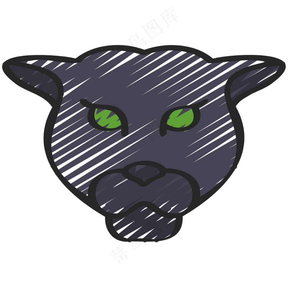 黑色猎豹 铅笔手绘图标icon