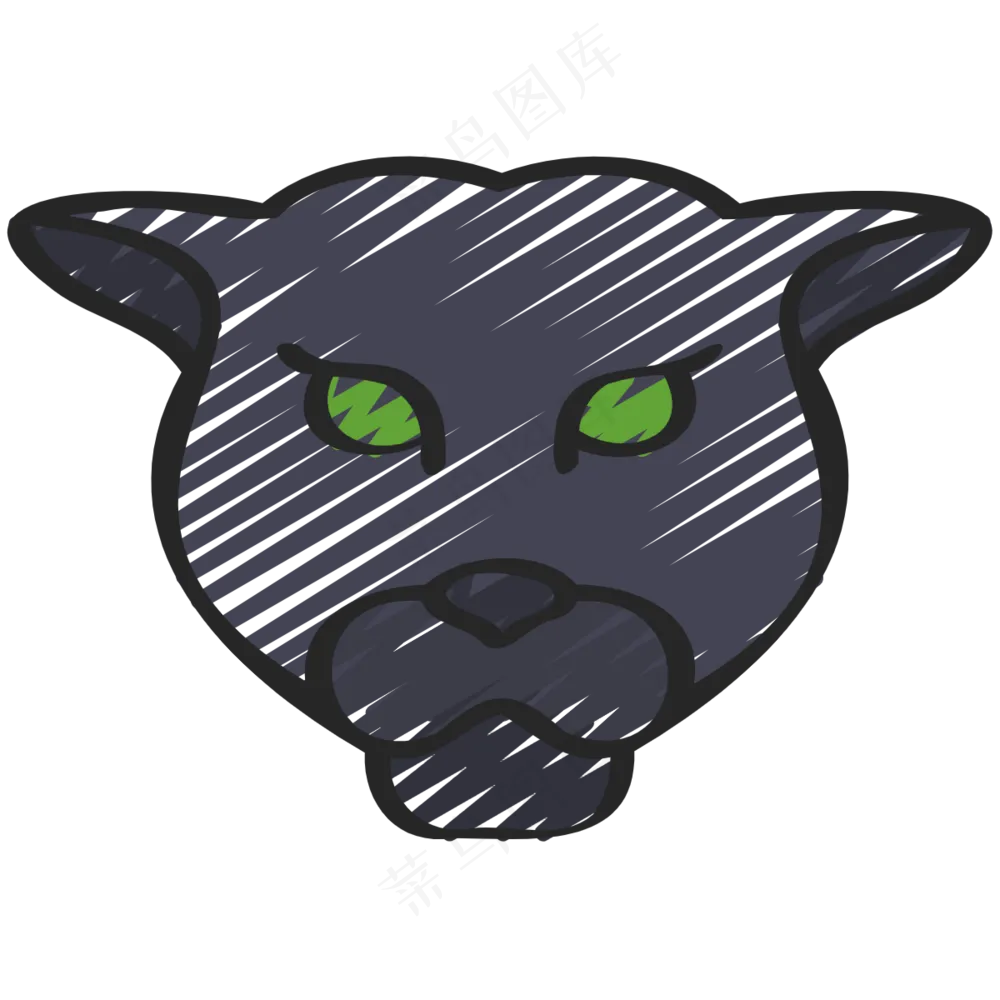 黑色猎豹 铅笔手绘图标icon