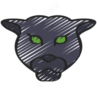 黑色猎豹 铅笔手绘图标icon
