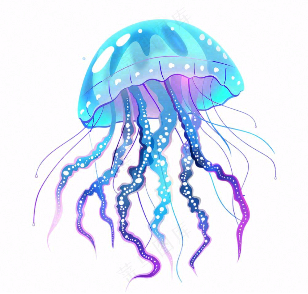 水母海洋动物卡通插画免抠