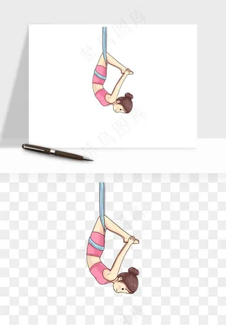 卡通瑜伽瘦身拉伸png免抠