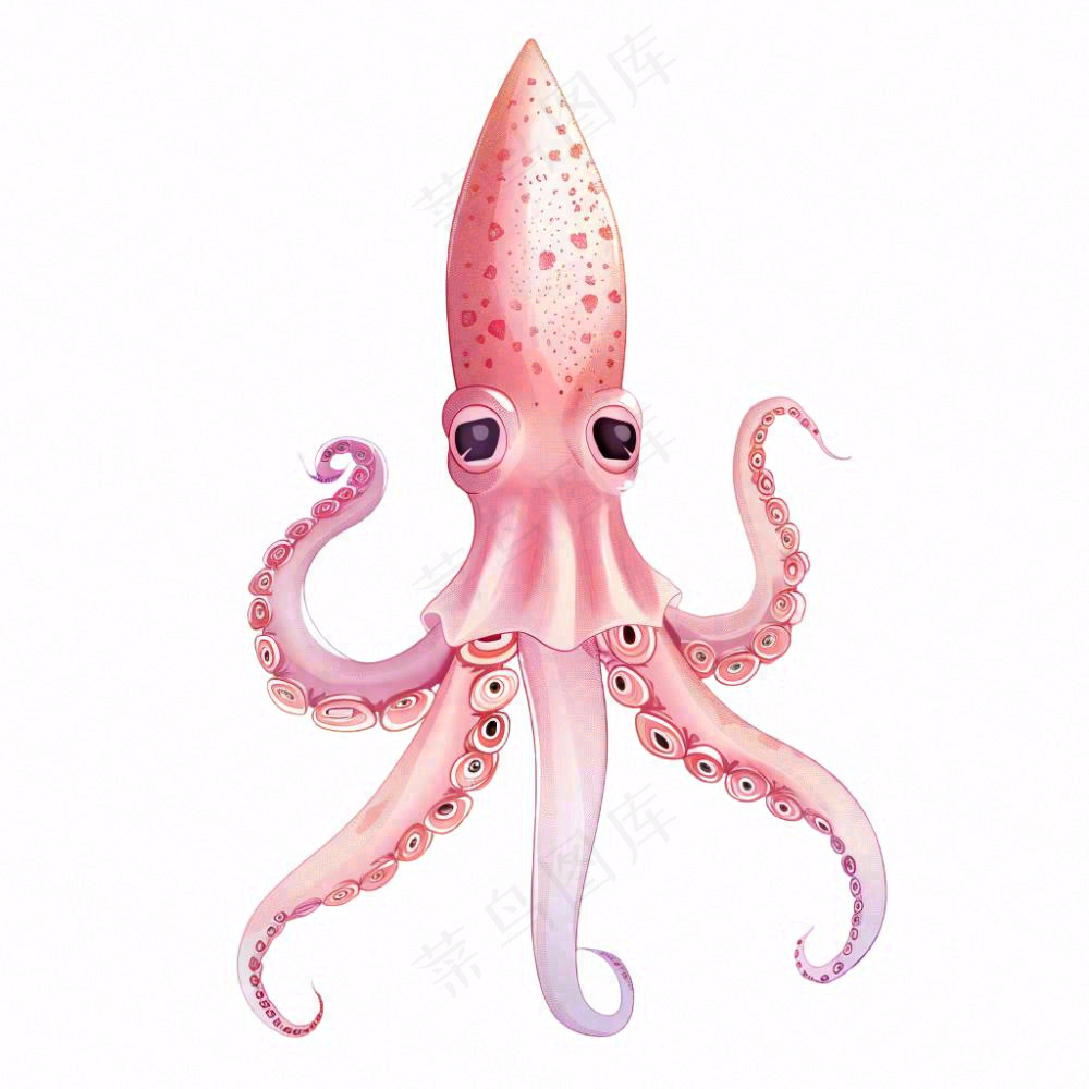 海洋动物章鱼墨鱼鱿鱼卡通插画免抠