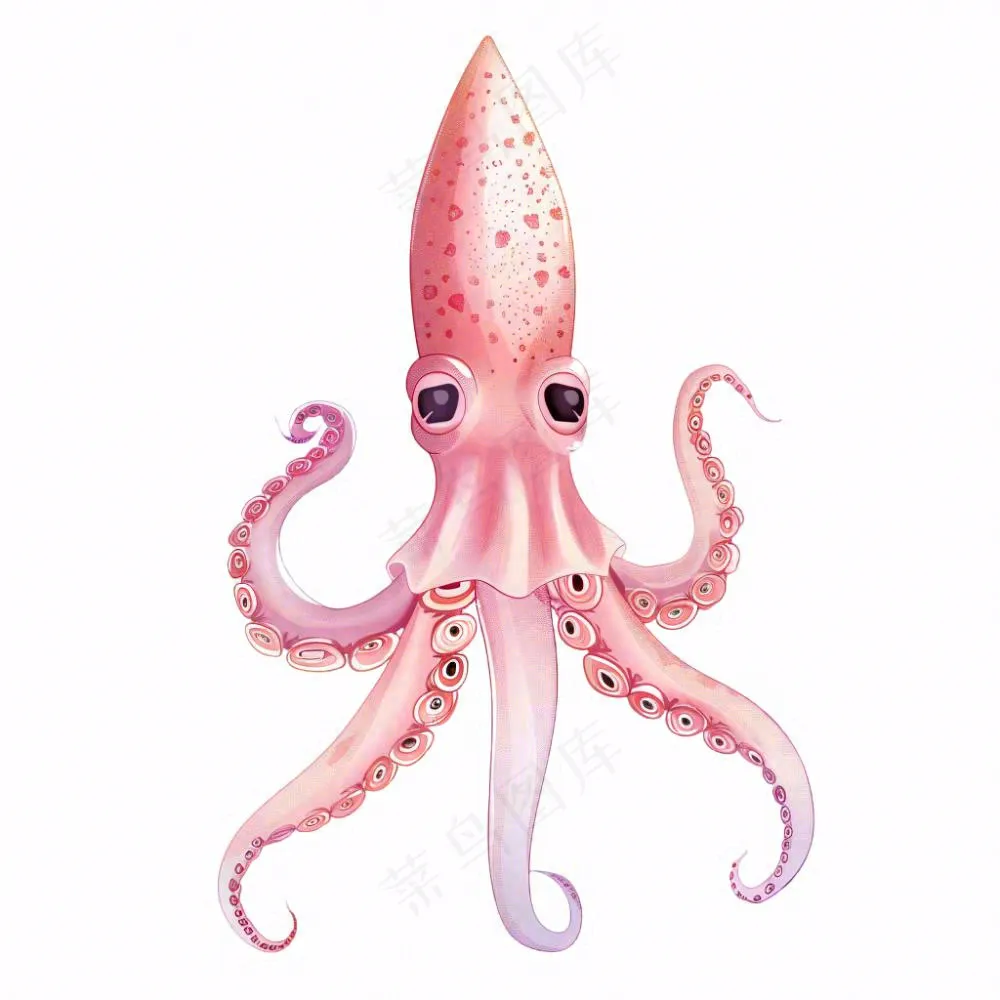 海洋动物章鱼墨鱼鱿鱼卡通插画免抠