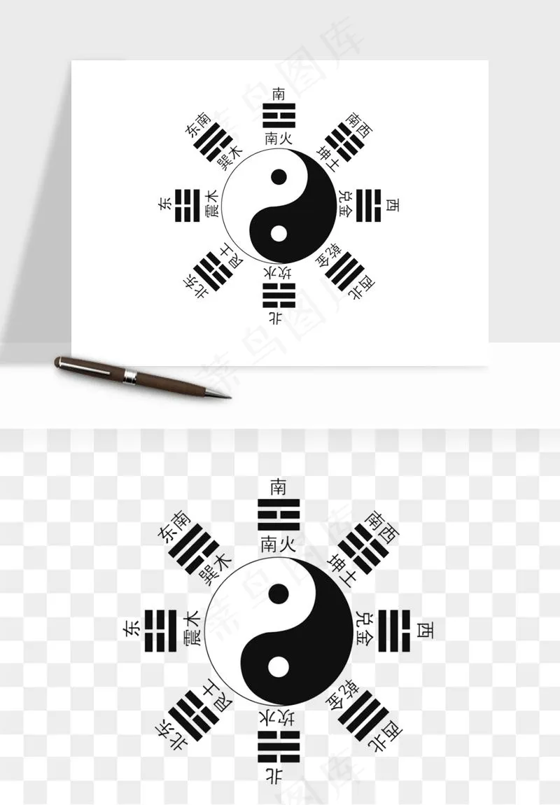 八卦太极阴阳风水png免抠