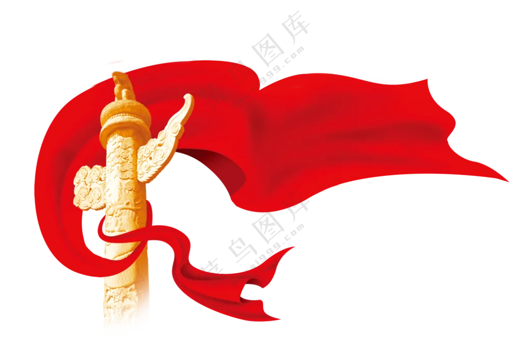 红绸子缠绕装饰的华表免抠图片素材