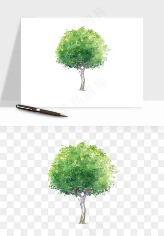 水彩手绘树木png免抠