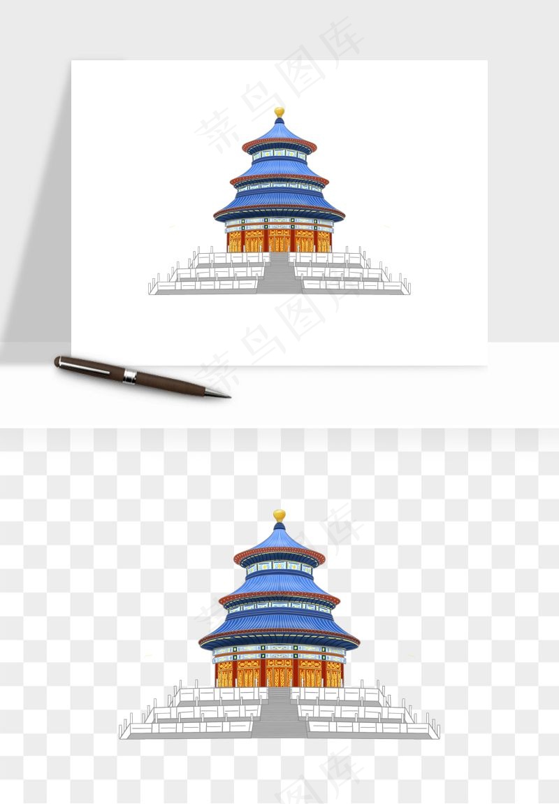 国潮风古建筑古楼古塔鼓楼psd,png免抠图