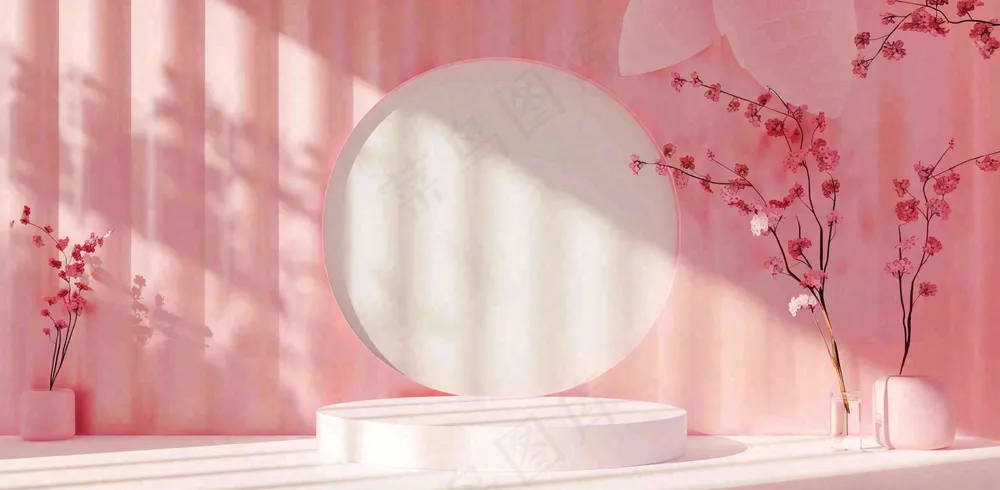 美妆护肤3d展台清新背景