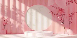 美妆护肤3d展台清新背景