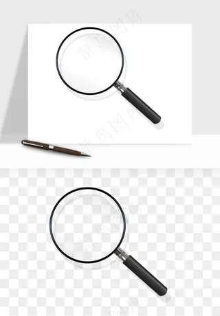 手绘放大镜镜片png免抠