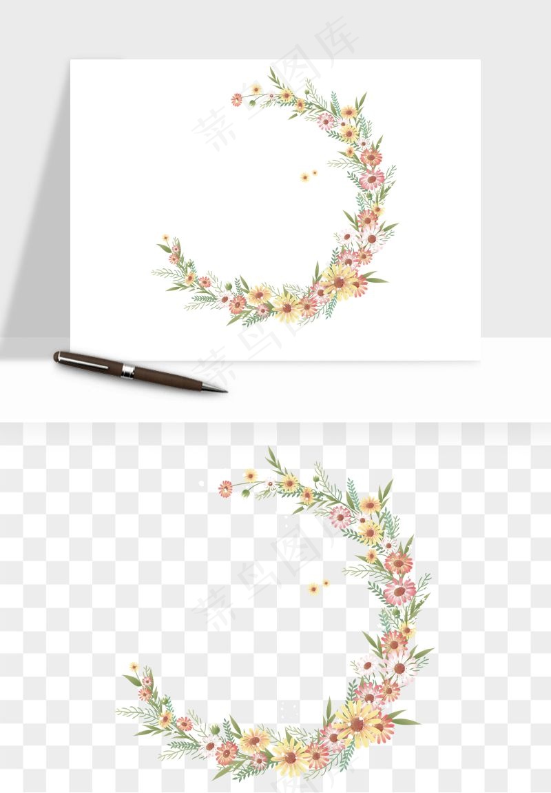 手绘花环边框浪漫png免抠