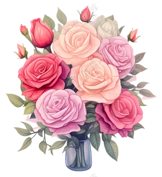 花瓶里美丽多彩的花束