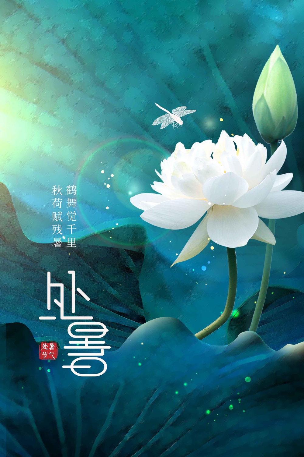简约处暑节气传统活动海报