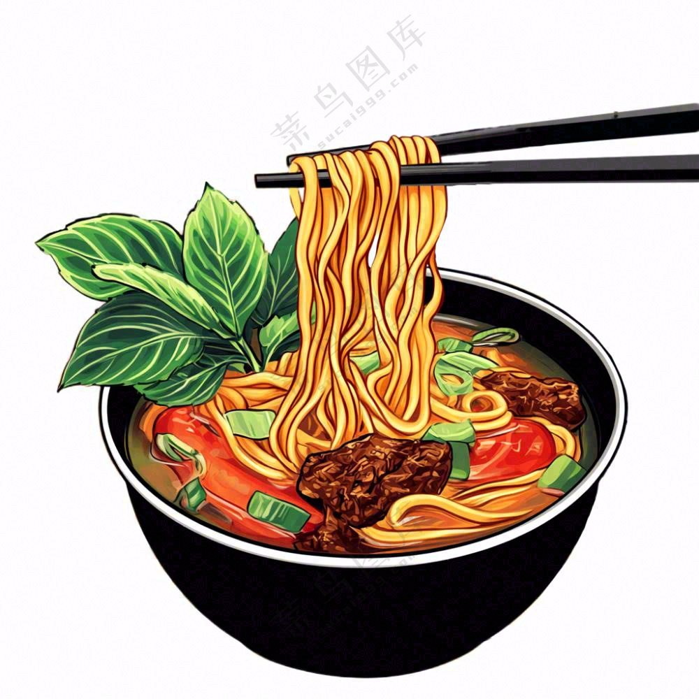 红烧牛肉面香辣美食插画免抠