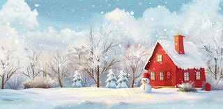 冬天白雪覆盖寒冷唯美雪景大寒插画背景