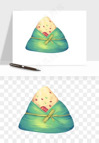 国潮粽子手绘肉粽png免抠