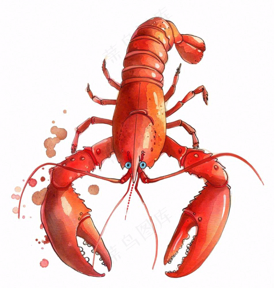 大龙虾海洋海鲜卡通插画免抠