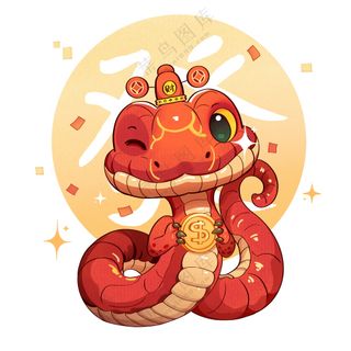 蛇年IP形象插画2025新春贺岁吉祥物蛇宝宝PSD分层图-24