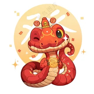 蛇年IP形象插画2025新春贺岁吉祥物蛇宝宝PSD分层图-24
